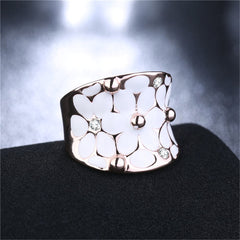 Cubic Zirconia & 18k Rose Gold-Plated Floral Ring - streetregion