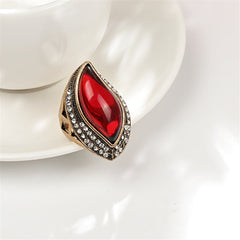 Red & 18K Gold-Plated Abstract Leaf Ring