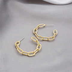 18K Gold-Plated Figaro Chain Hoop Earrings
