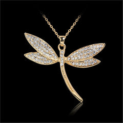 Cubic Zirconia & 18K Gold-Plated Dragonfly Pendant Necklace