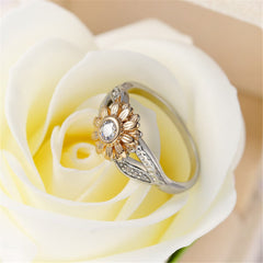 cubic zirconia & Two-Tone Sunflower Band Ring - streetregion