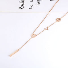 18K Rose Gold-Plated 'Love' Lariat Necklace