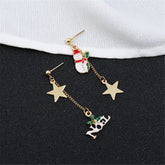 White & 'Noel' Snowman Drop Earrings
