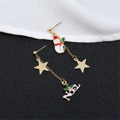 White & 'Noel' Snowman Drop Earrings