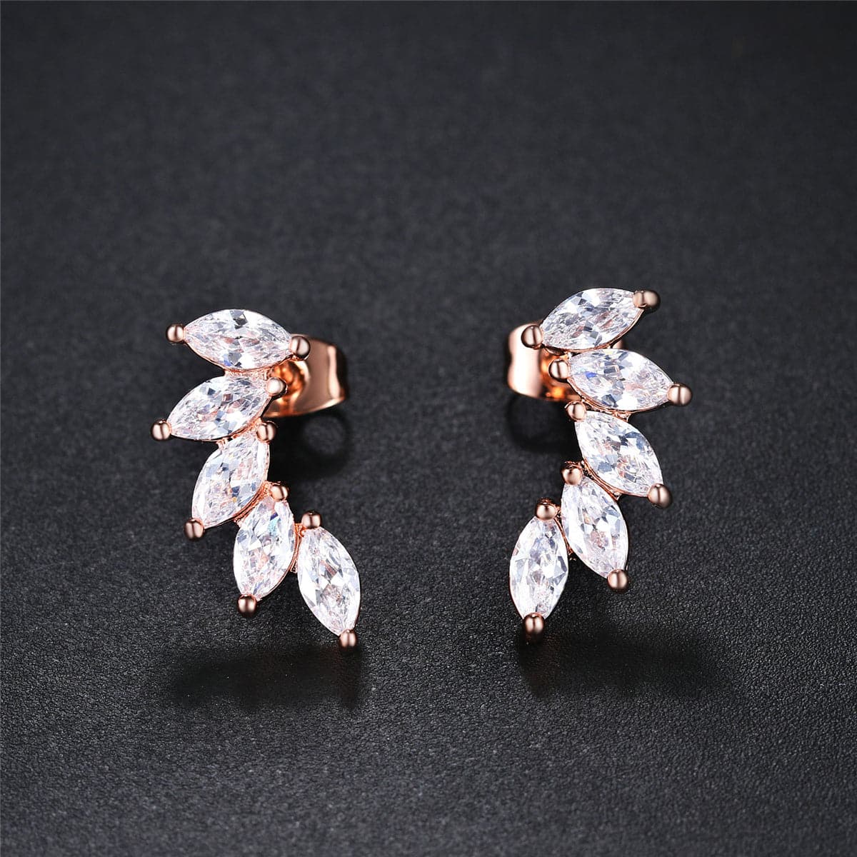 Crystal & 18k Rose Gold-Plated Angel's Wing Ear Climbers - streetregion