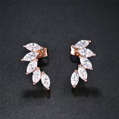 Crystal & 18k Rose Gold-Plated Angel's Wing Ear Climbers - streetregion