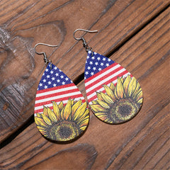 Yellow & Red Polystyrene Stars & Stripes Sunflower Drop Earrings
