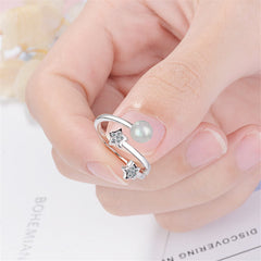 Cubic Zirconia & Moonstone Star Wrap Ring