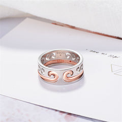 Silver-Plated & 18k Rose Gold-Plated Swirl Band Ring Set - streetregion