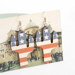 Blue & Red Polystyrene Stars & Stripes Cactus Drop Earrings