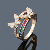 Rainbow Crystal & Cubic Zirconia Butterfly Ring