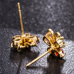 Green Cubic Zirconia & 18k Gold-Plated Butterfly Stud Earrings - streetregion
