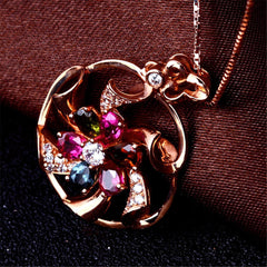 Pink & 18K Rose Gold-Plated Flower Pendant Necklace