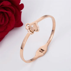 cubic zirconia & 18k Rose Gold-Plated Frosted Butterfly Bangle - streetregion