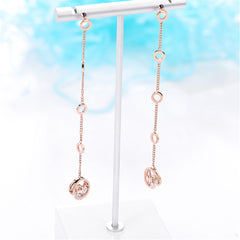 Cubic Zirconia & 18K Rose Gold-Plated 'Love' Drop Earrings