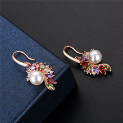 Cultured Pearl & Cubic Zirconia Butterfly-Wing Drop Earrings - streetregion
