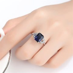 Blue Crystal & Cubic Zirconia Radiant-Cut Ring