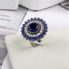 Navy & White Cubic Zirconia Sunflower Club Ring