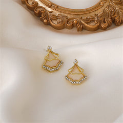 Cubic Zirconia & Resin 18K Gold-Plated Open Fan Ear Jackets