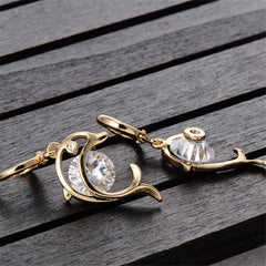 Cubic Zirconia & 18K Gold-Plated Dolphin Drop Earrings