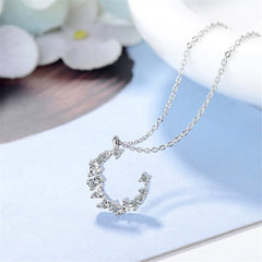cubic zirconia & Silver-Plated Crescent Pendant Necklace - streetregion