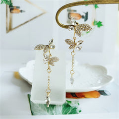 Crystal & Cubic Zirconia Butterfly Drop Earrings