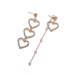 cubic zirconia & 18k Gold-Plated Asymmetry Hollow Heart Drop Earrings - streetregion