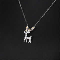 Two-Tone Deer Pendant Necklace