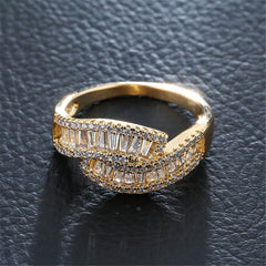 Cubic Zirconia Rattan Stacked-Band Ring