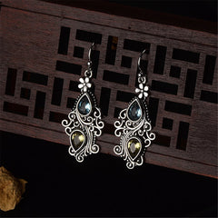 Crystal & Silver-Plated Double Pear Cut Drop Earrings - streetregion