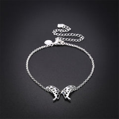 Silver-Plated Openwork Butterfly Anklet