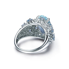 Light Blue Crystal & cubic zirconia Prong-Set Ring - streetregion