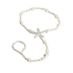 Pearl & Cubic Zirconia Starfish Anklet-to-Toe Ring