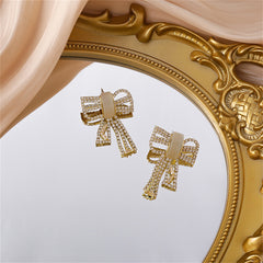 Cubic Zirconia & Cat's Eye 18K Gold-Plated Bow Drop Earrings