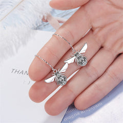 Cubic Zirconia & Silver-Plated Bee Drop Earrings