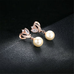 Imitation Pearl & Crystal Drop Earrings - streetregion