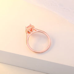Pink Crystal & Cubic Zirconia Pear-Cut Halo Ring