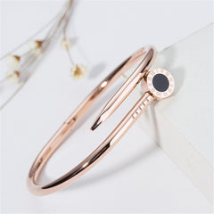 18k Rose Gold-Plated Roman Numeral Screw Cuff - streetregion