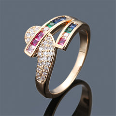 Rainbow Crystal & Cubic Zirconia Rattan Ring