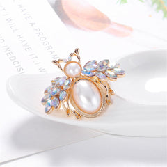 Gemstone & 18K Gold-Plated Bee Brooch