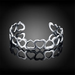Silver-Plated Linking Hollow Heart Cuff - streetregion