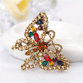 Red & Green Cubic Zirconia Butterfly Brooch