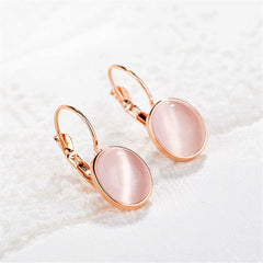Cat's Eye & 18K Rose Gold-Plated Lever-Back Earrings