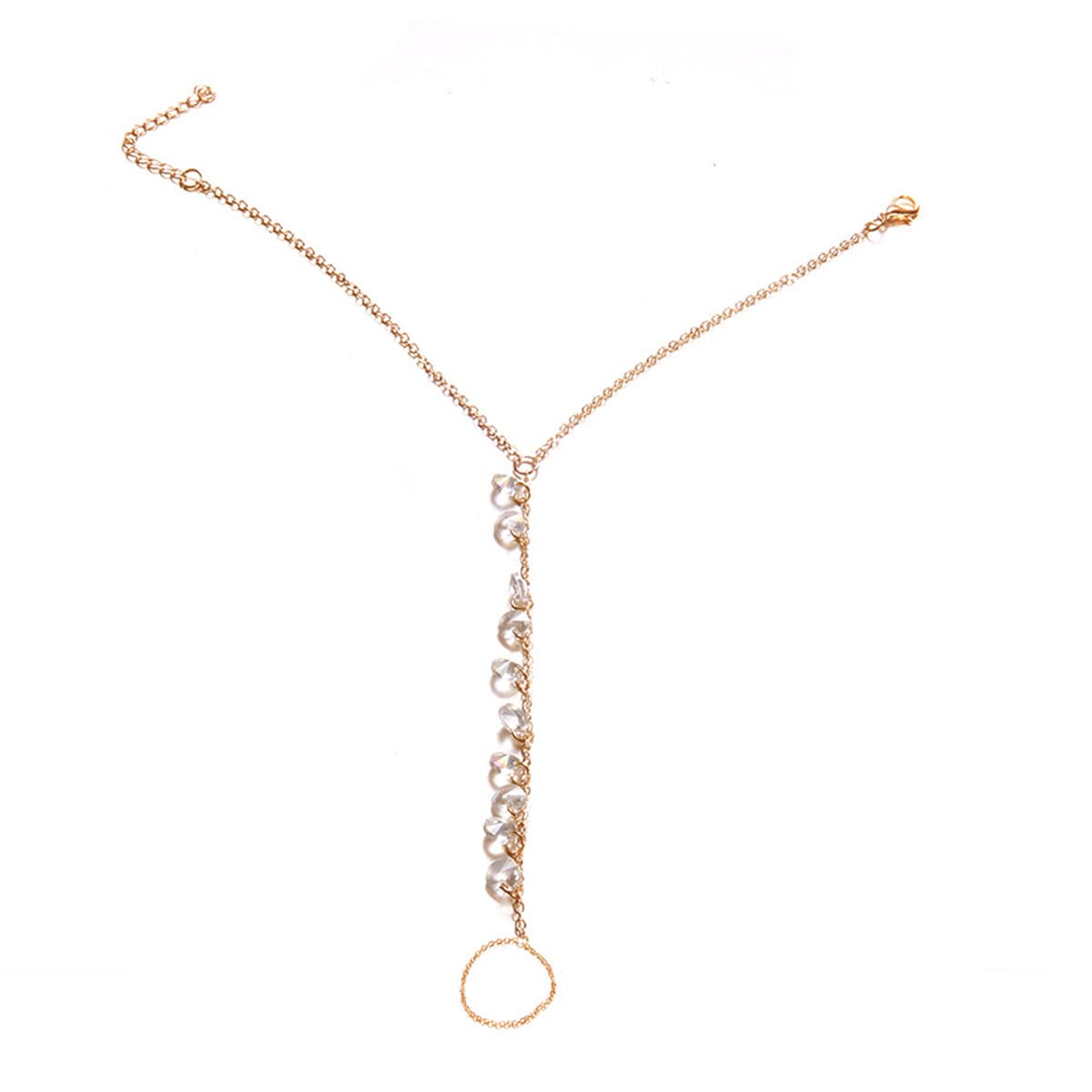 Acrylic and 18K Gold-Plated Ankle-To-Toe Ring Charm Anklet, gold statement rings for women, lifestyle look