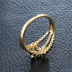 Cubic Zirconia & 18K Gold-Plated Butterfly Ring