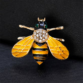 Cubic Zirconia & 18K Gold-Plated Bee Brooch