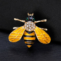 Cubic Zirconia & 18K Gold-Plated Bee Brooch