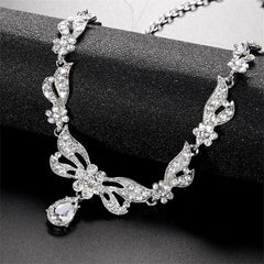 Crystal & Silver-Plated Wing Drop Earrings & Butterfly Necklace