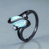 Blue Opal & cubic zirconia Pear-Cut Twisting Ring - streetregion