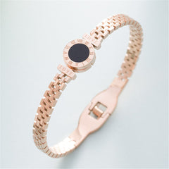 18K Rose Gold-Plated Roman Numeral Belt Bangle